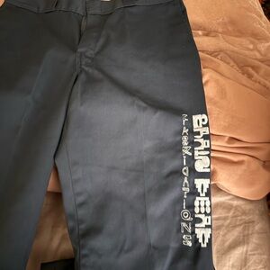 Brain Dead Black Cargo Pants with Graphic Design